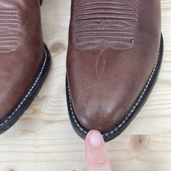 Tony Lama VTG Cowboy Boots Womens Size 7 Brown Leather Western Rodeo Pointed Toe - Picture 6 of 16
